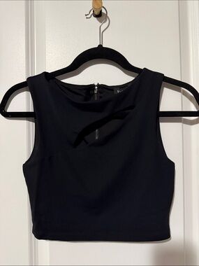 bebe Black Crop Tank Top with Back Zip